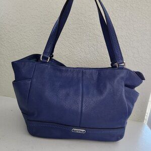 Euc Coach Carrie Blue Leather Shoulder Bag Tote Purse